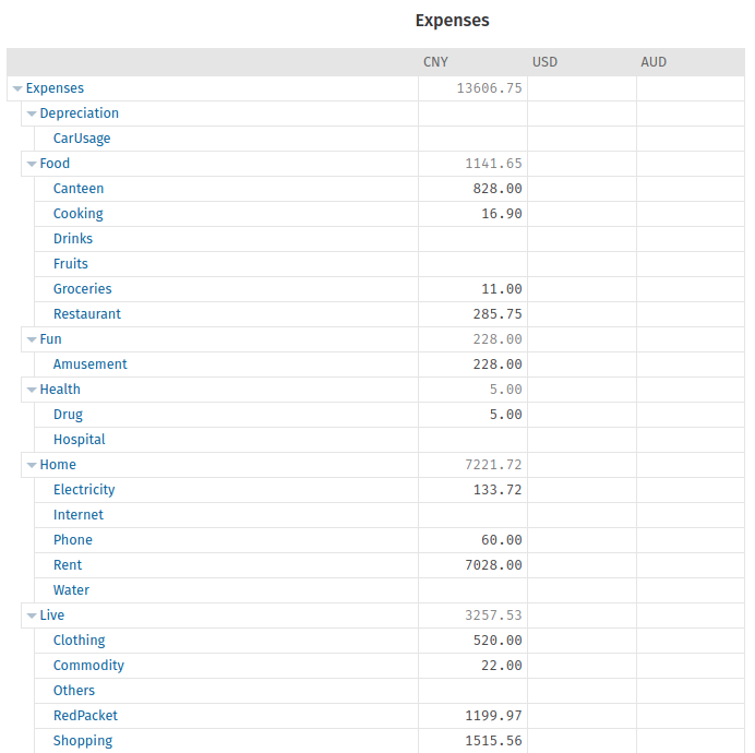 Expenses 截图